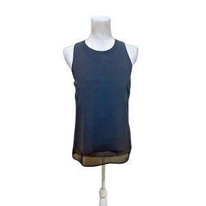 Cedric Charlier Black Sleeveless blouse netting hem size 8